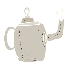 flat color style cartoon old metal kettle