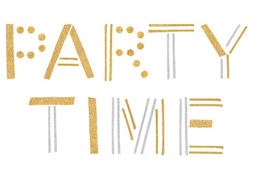 Party time text paper cut on white background - isolated