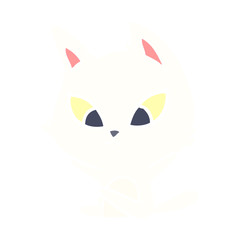 confused flat color style cartoon cat sitting