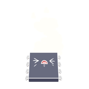 flat color style cartoon overheating computer chip