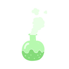 flat color illustration of a cartoon chemical reaction