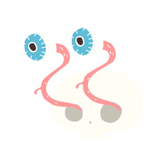gross flat color illustration of a cartoon skull with eyeballs
