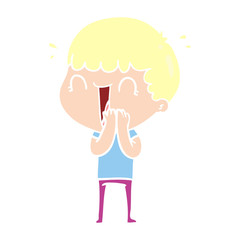 laughing flat color style cartoon man