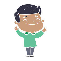 happy flat color style cartoon man