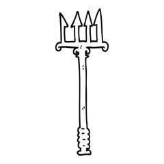 line drawing cartoon pitchfork
