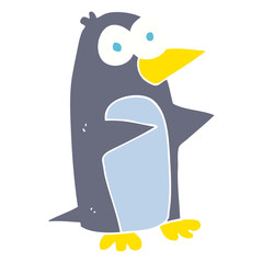 flat color illustration of a cartoon penguin