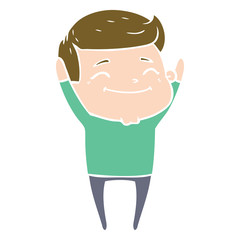 happy flat color style cartoon man