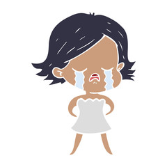 flat color style cartoon girl crying