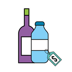 two bottle drink beverage tag price supermarket