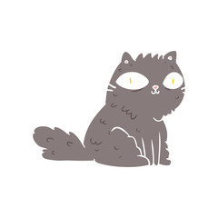 flat color style cartoon cat looking right at you