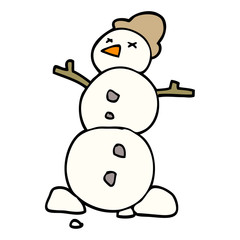 cartoon doodle snowman