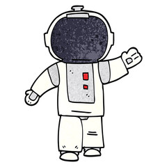 cartoon doodle walking astronaut