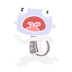 Obraz premium flat color style cartoon weird alien running away