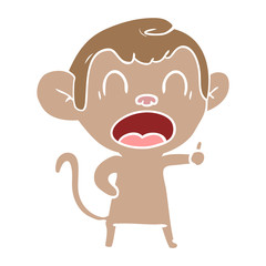 yawning flat color style cartoon monkey