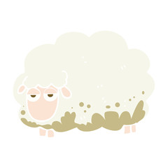 flat color illustration of a cartoon muddy winter sheep
