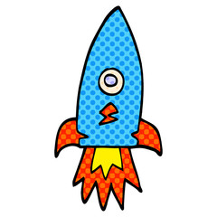 cartoon doodle space rocket