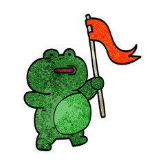 funny cartoon doodle frog