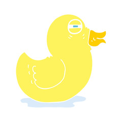 flat color illustration of a cartoon rubber duck