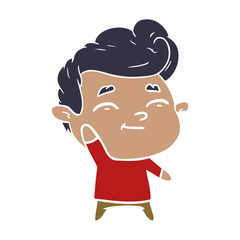 happy flat color style cartoon man