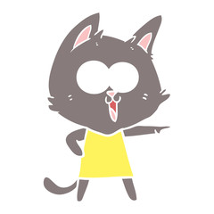funny flat color style cartoon cat