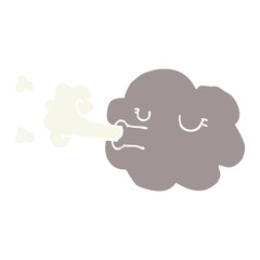 cartoon doodle cloud blowing a gale