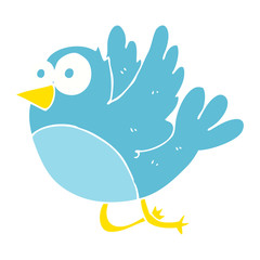 flat color illustration of a cartoon bird