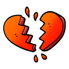 cartoon doodle broken heart