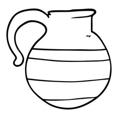 line drawing cartoon striped jug