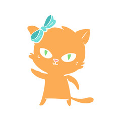 cute flat color style cartoon cat