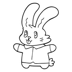 line drawing cartoon jolly rabbit