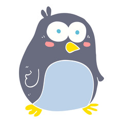 flat color illustration of a cartoon penguin