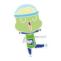 happy flat color style cartoon robot