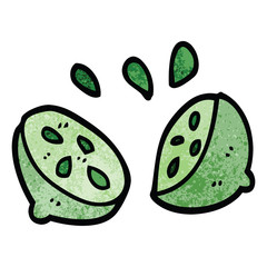 cartoon doodle of a halved lime