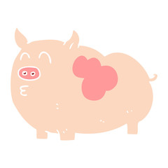 flat color illustration of a cartoon pig