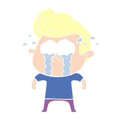 flat color style cartoon crying man