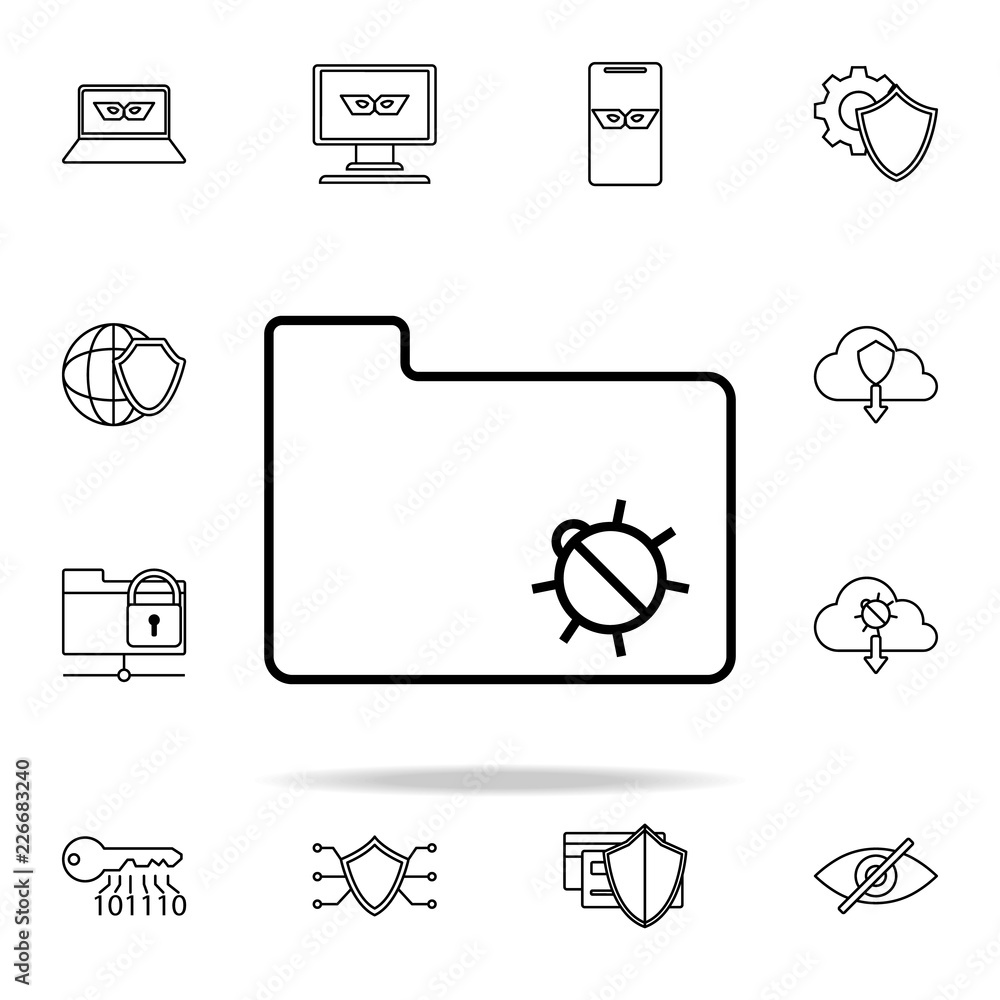 Poster beetle in a folder icon. virus antivirus icons universal set for web and mobile