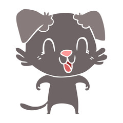 laughing flat color style cartoon dog