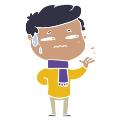 flat color style cartoon anxious man