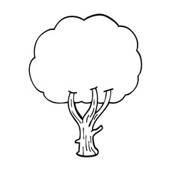 line drawing cartoon blooming tree