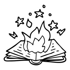 line drawing cartoon spell book