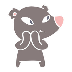 cute flat color style cartoon bear