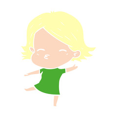 flat color style cartoon woman dancing