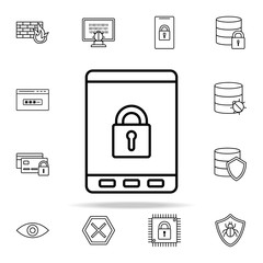 lock in phone line icon. Virus antivirus icons universal set for web and mobile