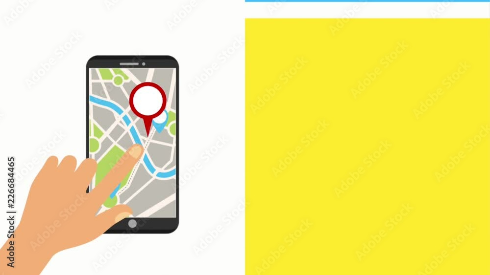 Poster hand with mobile gps navigation map taxi service 24 hours