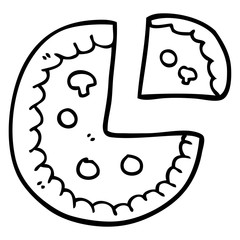 line drawing cartoon pizza