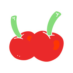 flat color illustration of a cartoon cherries