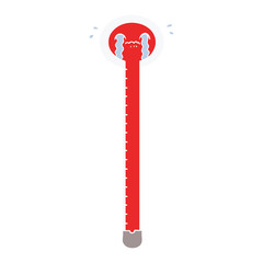 flat color style cartoon thermometer crying