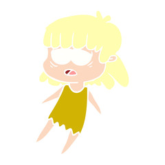 flat color style cartoon tired woman