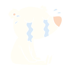 flat color style cartoon crying sitting polar bear