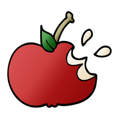 cartoon doodle juicy bitten apple
